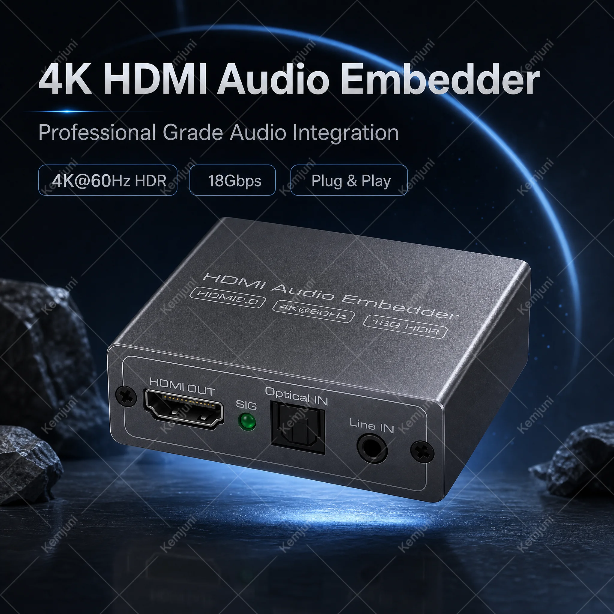 Фото HDMI-конвертер с поддержкой HD 4K 60 Гц, оптическим и 3,5 мм AUX аудиовходом, адаптер-микшер для HDMI, подходит для камер, DVD-плееров, ноутбуков №2