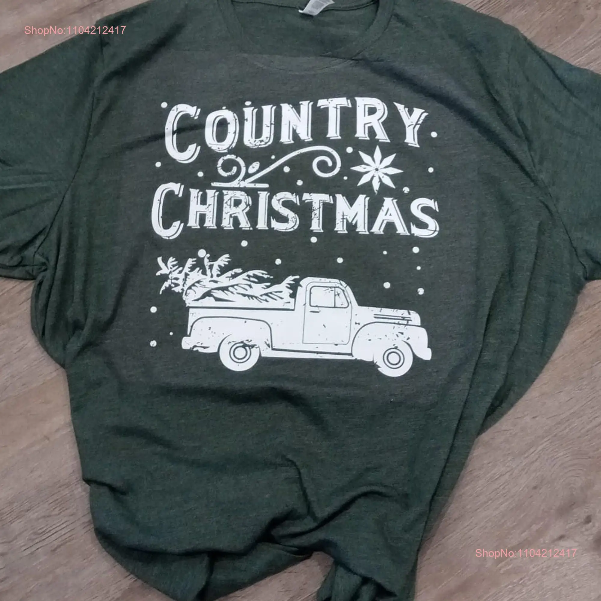 UK410 Country Christmas Truck T Shirt Bella Canvas Merry Tree Distressed long or short sleeves