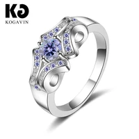 kogavin gift rings wedding anillos mujer ring fashion crystal anillos 3a cubic zirconia party female blue engagement accessories
