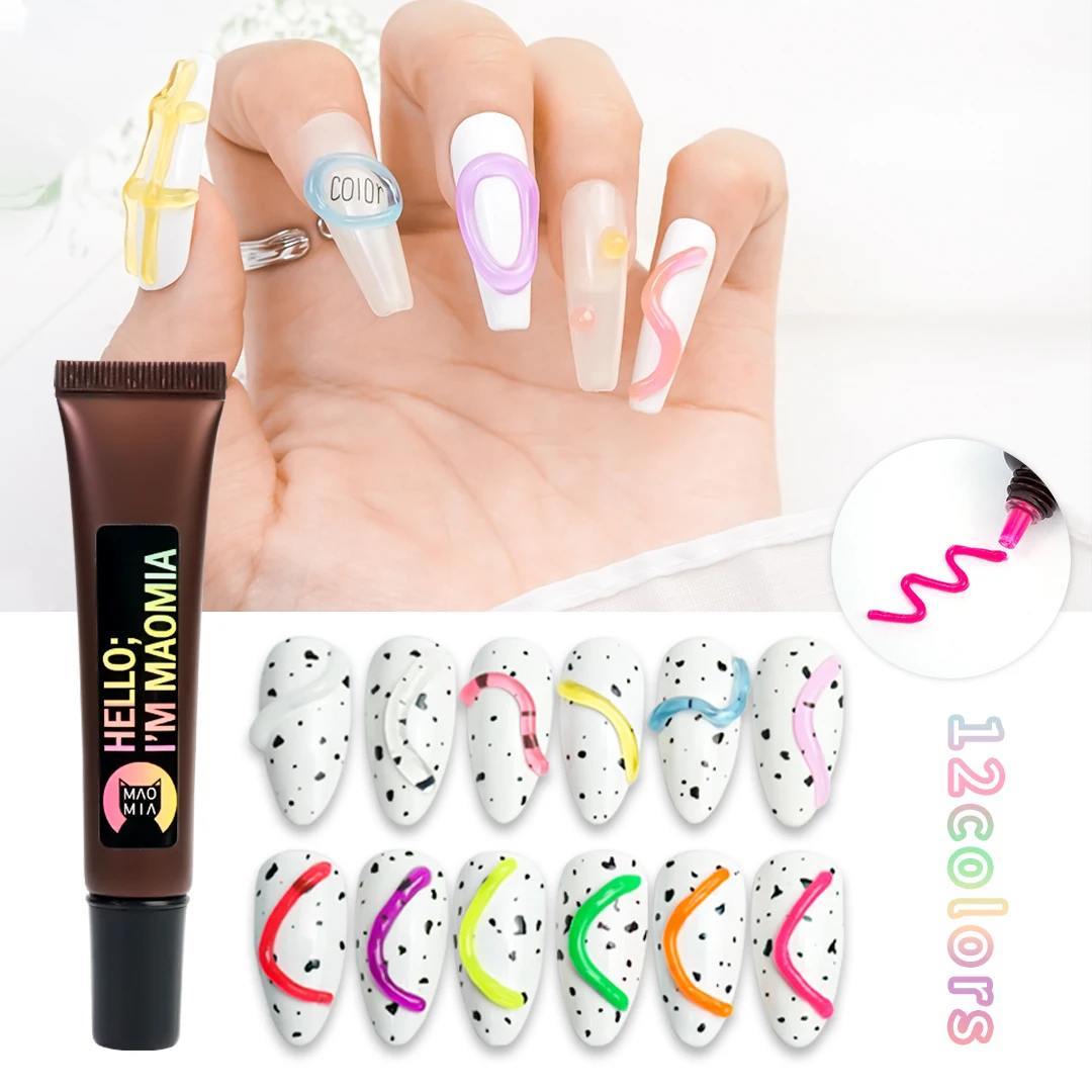 Желейный твердый светящийся лак для ногтей 15 мл/тюбик 12 цветов 3D лепка DIY