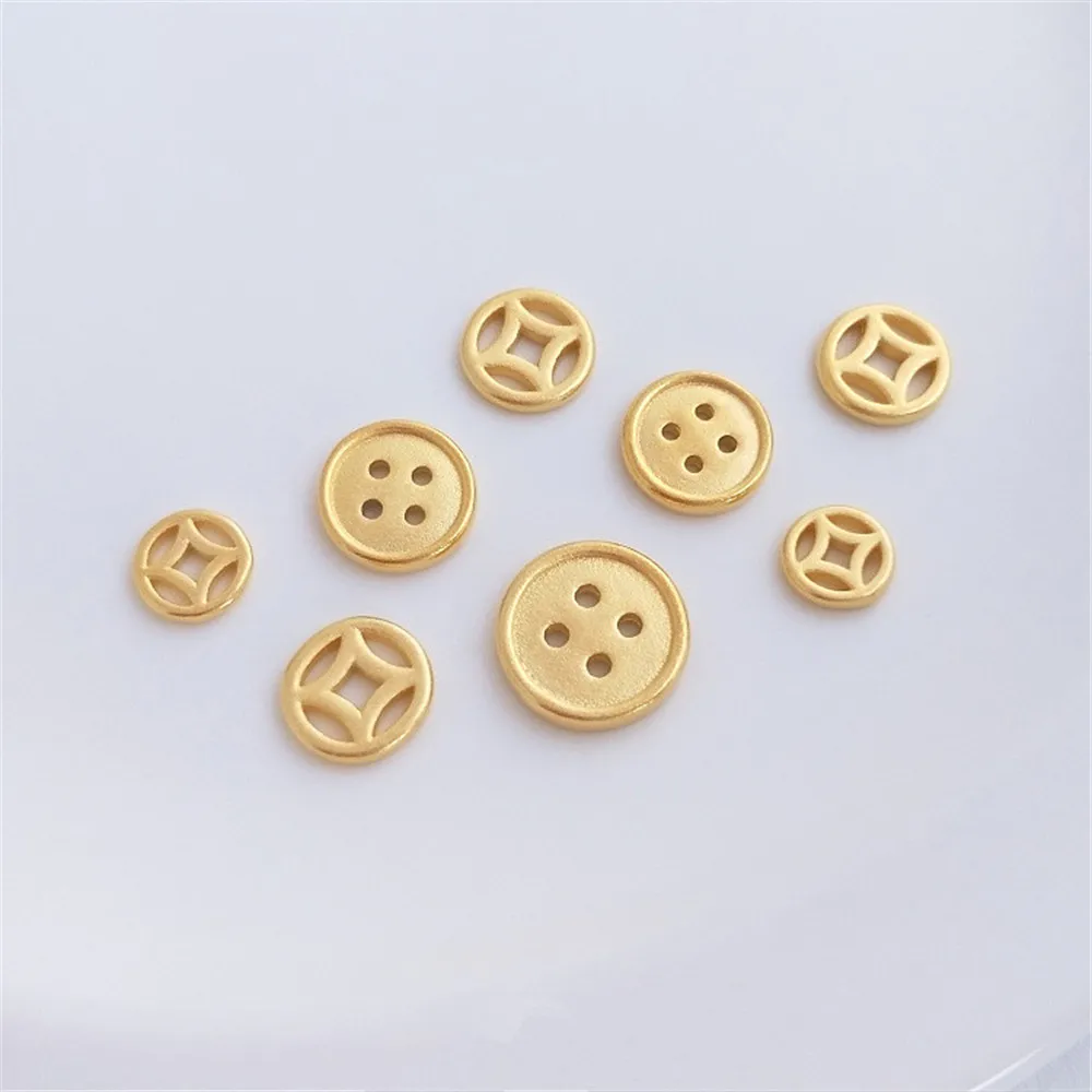 

Vietnam sand gold copper money connecting piece button-shaped handmade accessories DIY braided bracelet first jewelry pendant