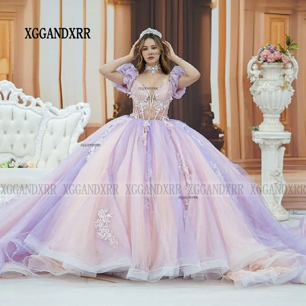 Новое розовое платье Quinceanrea 2024 Пышная юбка Милая для мероприятий особенное милое