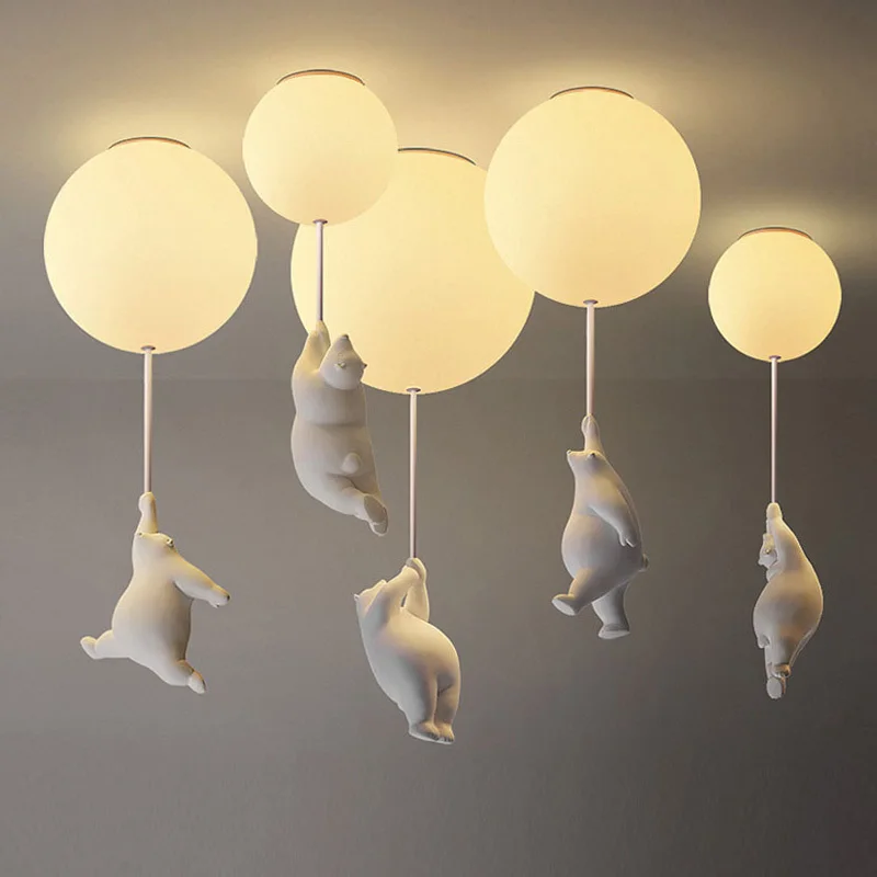 

Современный светодиодный потолочный светильник из каучука в скандинавском стиле с мультяшным медведем, осветительные приборы для детской комнаты, спальни, детского кабинета, декоративное теплое освещение