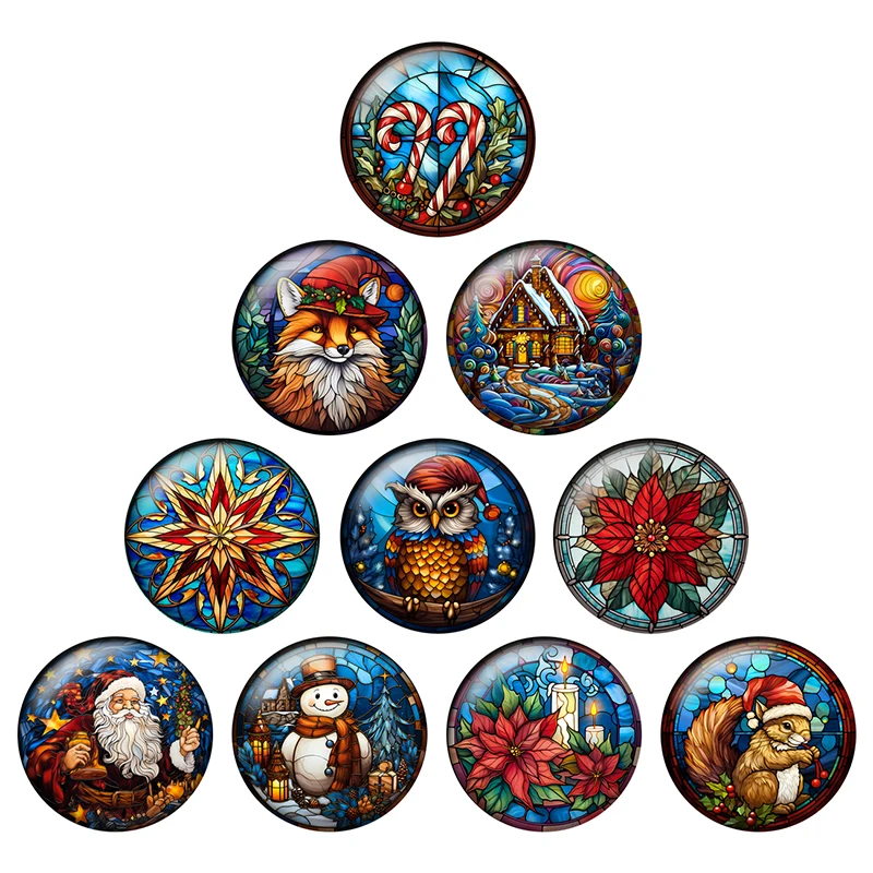 Стеклянный кабошон для украшения елки 12/16/18/25 мм