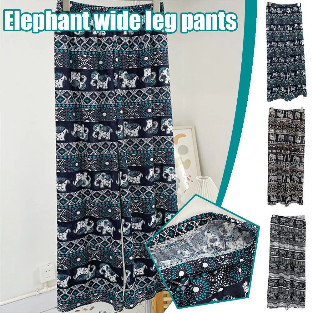 

Women Elephant Pants Wide Leg High Waisted Elephant Beach Trousers Yoga Lounge Printed Loose Pants Leisure Comfortable D5P8