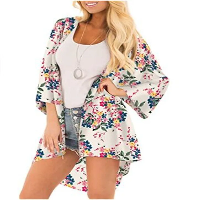 

Print Beach Cover-ups Long Cardigan Female Sun Protection Beach Shawl Beach Blouse Bikini Cover-upps