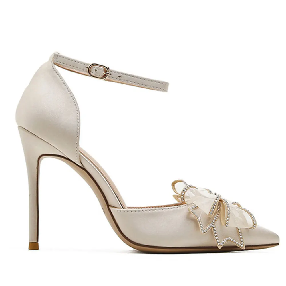 

Gnazhee New Elegant Classic Wedding Women's Party Shoes Pointed Toe Thin High Heeled Ankle Strap Sandals