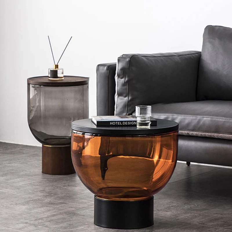 

Nordic Modern Minimalist Glass Coffee Tables Round Living Room Metal Light Luxury Designer Table Modern Muebles Furniture FY29YH