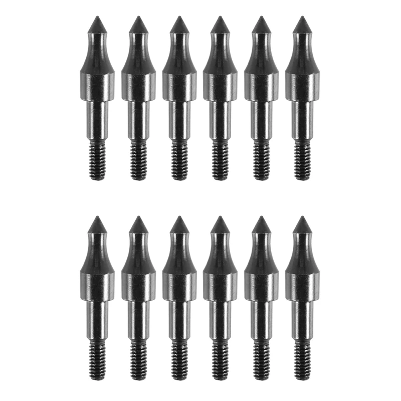 

12Pcs 100 Grain Archery Field Points 5/16 In Target Broadheads Steel Hunting For Compound Bow Recurve Bow