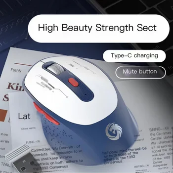 Wireless Mouse Bluetooth Rechargeable M6 Mecha Mute Mouse Type-c Chargeable 1200dpi 6 Keys for Office PC Computer Laptop 2