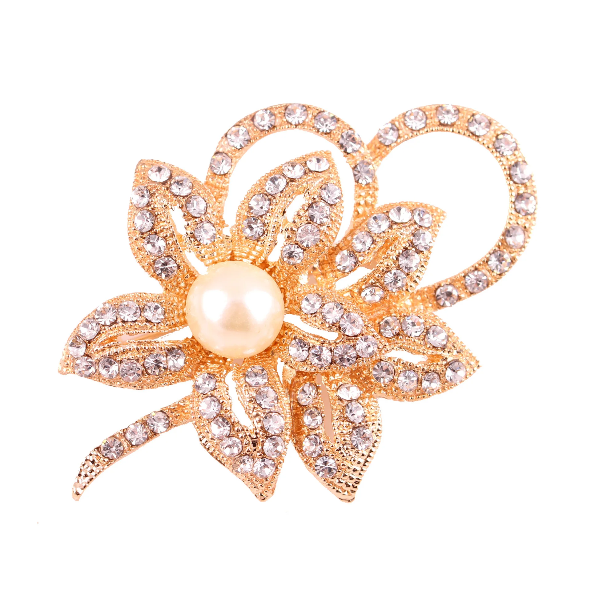 

Large Pearl Brooch Pin For Women Rhinestones Sliver And Rose Gold Brooch Elegant Female Flower Pearl Pins For Wedding Flowers