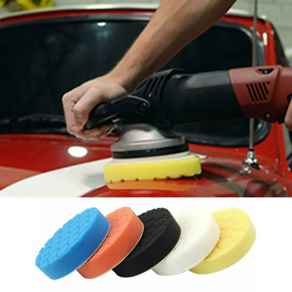 

5pcs 5inch/6inch Sponge Polishing Waxing Buffing Pads Kit Compound Polishing Waxing Car Drill Adapter Auto Polisher Buffer Set