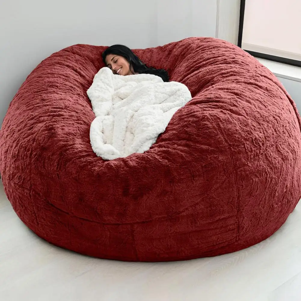 

Practical Sofa Bean Bag Solid Color Bean Bag Chair Cushion No Filler Extra Large Bean Bag Chair Cover Wear Resistant