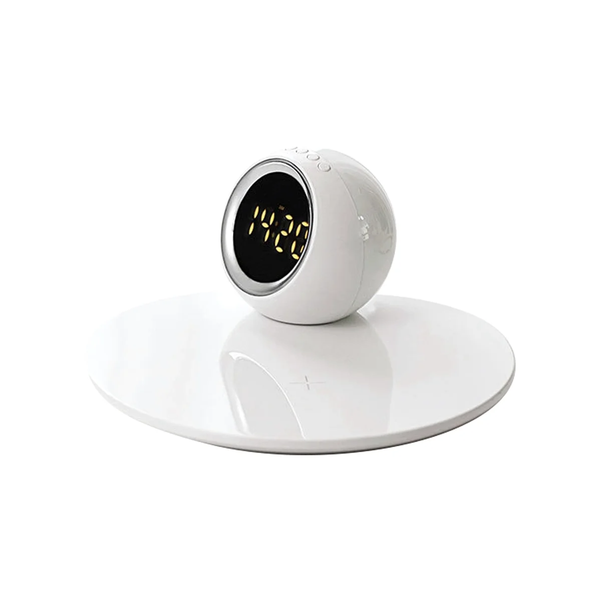 

3 in 1 Wireless Charger Desktop Round Wireless Charging Fast Charge Rotating Night Light Alarm Clock Desktop Ornament