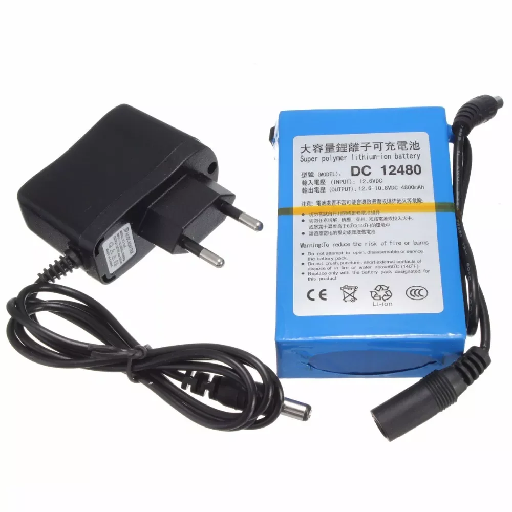 

GTF 12V 4800mAh Lithium Battery pack with AC Power Charger EU/US Plug for CCTV camera wireless transmitter Rechargeable Battery