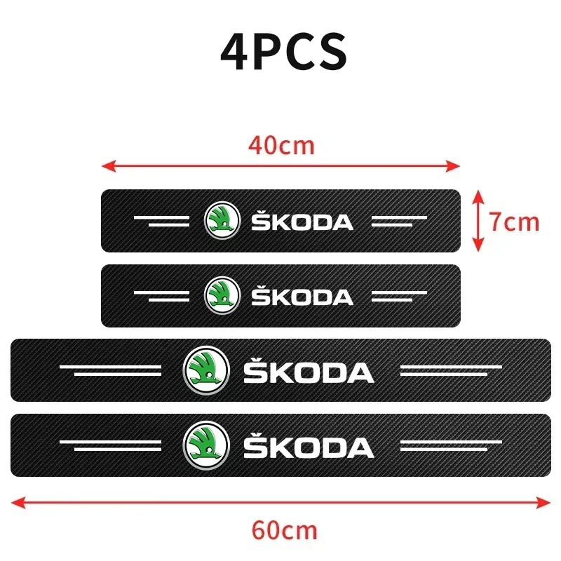 Углеродное волокно защитные наклейки на порог автомобиля для Skoda Octavia Superb Rapid Kodiaq