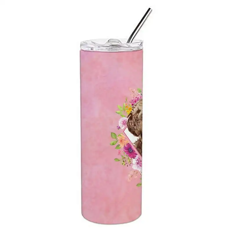 

Treasures CK4253TBL20 Chocolate Cockapoo Pink Flowers Stainless Steel 20 oz Skinny Tumbler, 20 oz, multicolor