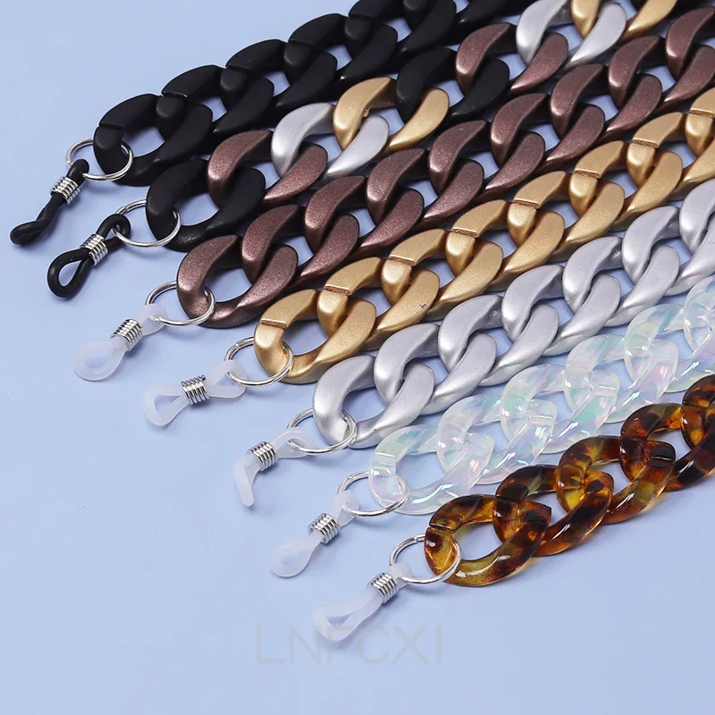 

LNFCXI 70CM Retro Acrylic Glasses Chain Lanyards Matte Gold Color Reading Glasses Hanging Neck Chains Sunglasses Chain Straps