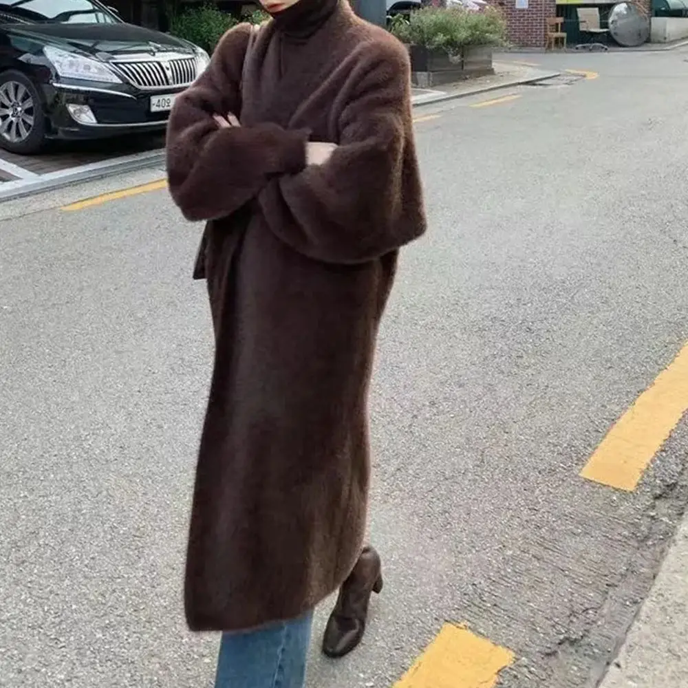 Женский вязаный длинный кардиган