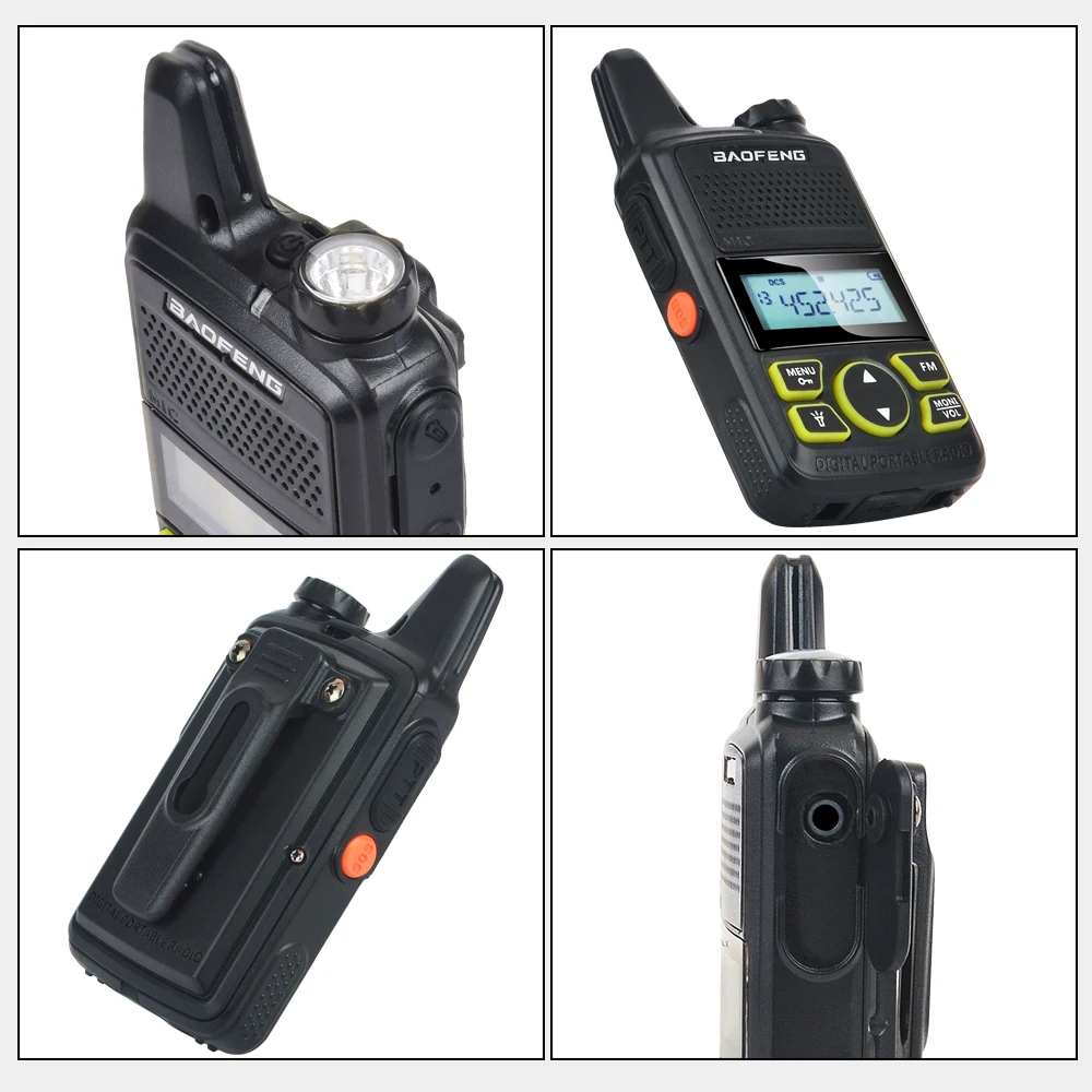 2pcs baofeng Mini Walkie Talkie BF-T1 UHF 400-470MHz 1W 20CH Ham FM Two-way Radio With Earpiece & programming cable