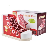 free shipping tie shoe laces game children practical life toys baby early enlightenment training montessori educational wood toy