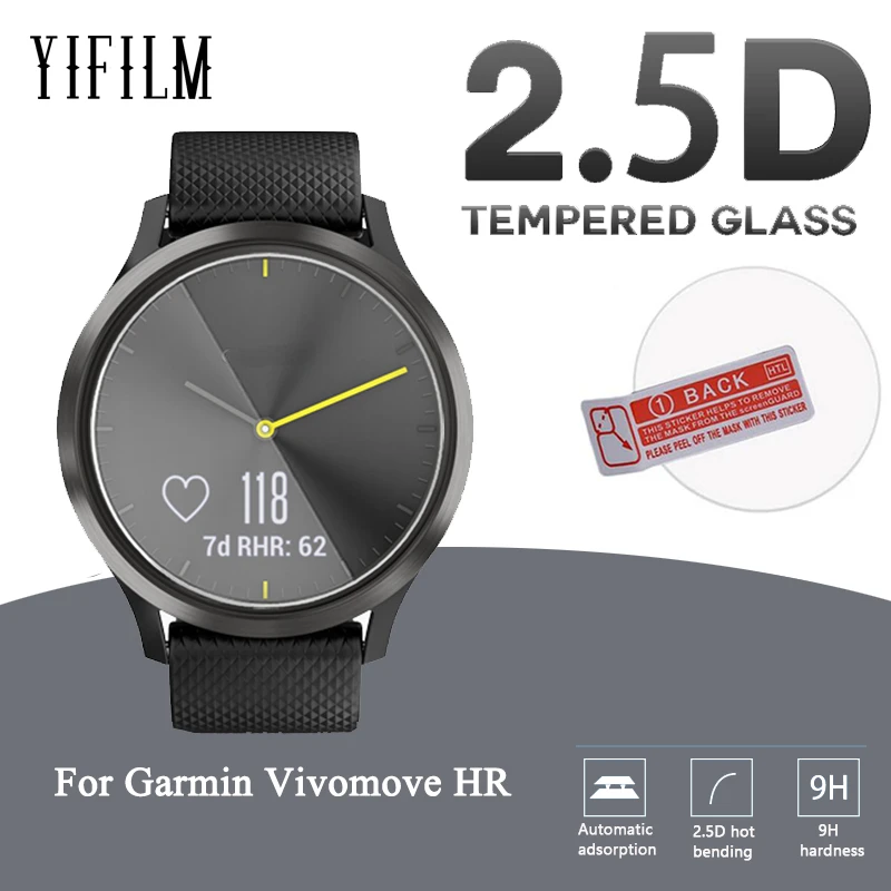 

2Pack For Garmin Vivomove HR 0.3mm 2.5D 9H Tempered Glass Screen Protector Ultra Clear Scratch Proof Glass Protector for garmin