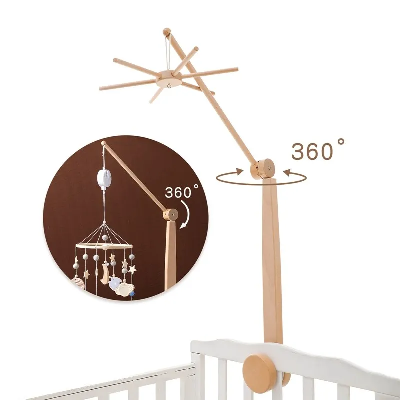 

Baby Mobile Rattles Toy Bracket Set Infant Crib Mobile Bed Bell Bracket Protection Newborn Baby Toys Wooden Bed Bell Accessories