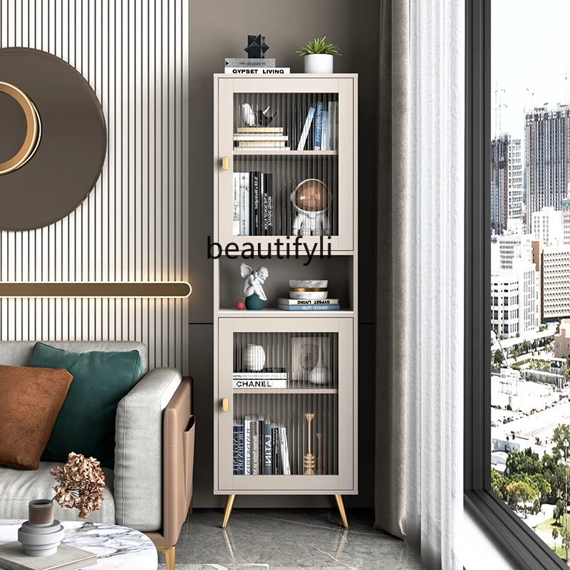 

yj Light Luxury Combined Bookcase Modern Minimalist Bookshelf Stone Plate Locker Nordic Minimalism Storage Cabinet