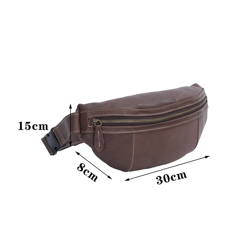 Vintage Genuine Leather Men's Chest Bag High-Capacity Crossbody Bags Male Chest Fanny Pack Casual Shoulder Sling Bag For Men