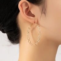 fashion jewelry hollow hoop earrings for women female simply design metallic alloy golden plated metal earrings dropshipping
