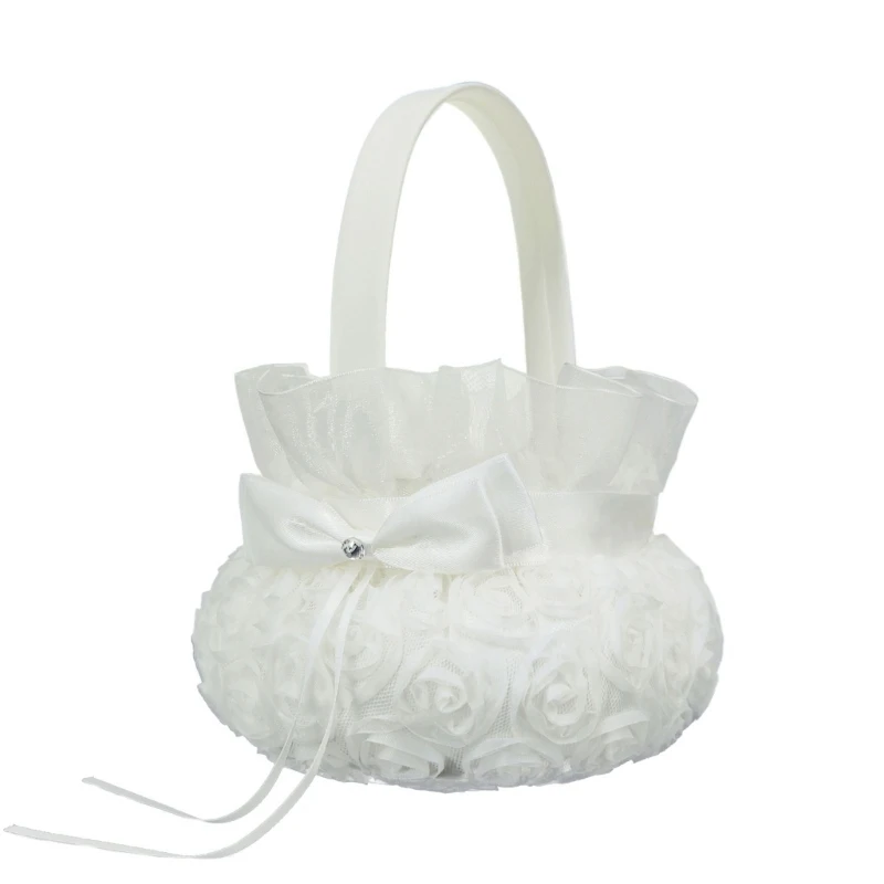 

Однотонная белая корзина для свадебных цветов, украшение для свадебной вечеринки, корзина для свадебных цветов