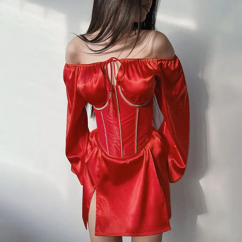 

Traf Za Red Dresses for Woman 2022 Midi Sexy Dress Elegant Vintage Party Evening Dress Cheap Female Clothing Vestido De Mujer