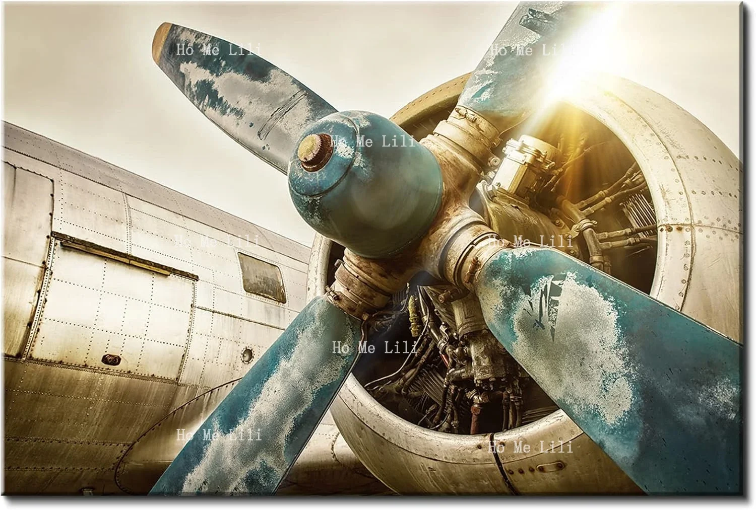 Винтажный самолет настенное искусство авиационный пропеллер печать на холсте