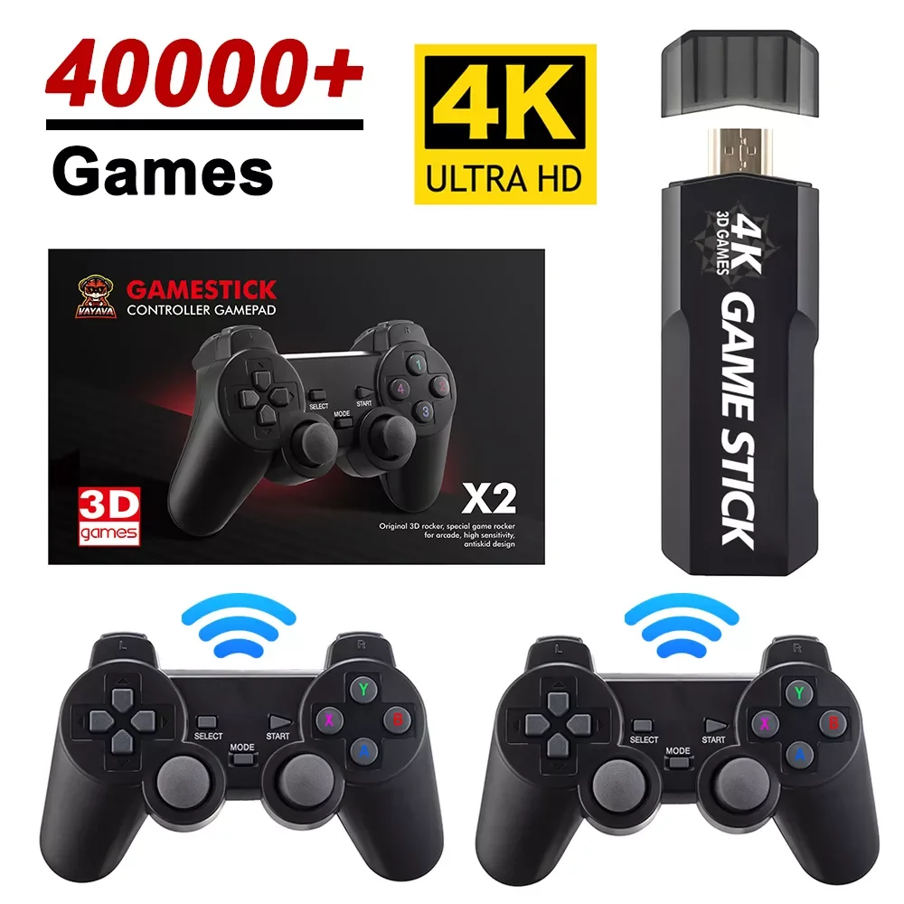 

128G 40000 Games Retro Game Console 4K HD Video Game Console 2.4G Double Wireless Controller Game Stick For PSP PS1 GBA