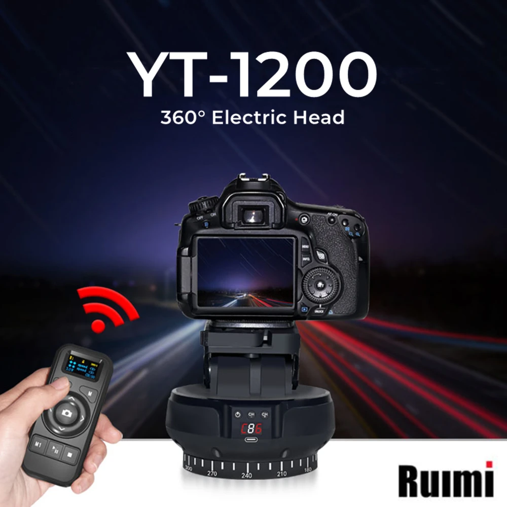 

Desiontal YT-1200 Auto Motorized Head 360 Panoramic Stabilizer Remote Control for Phone Camera GoPro VS Zifon YT-1000