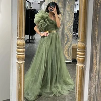 thinyfull sexy prom dresses one shoulder evening dress party dress floor length a line tulle celebrity cocktail gowns plus size