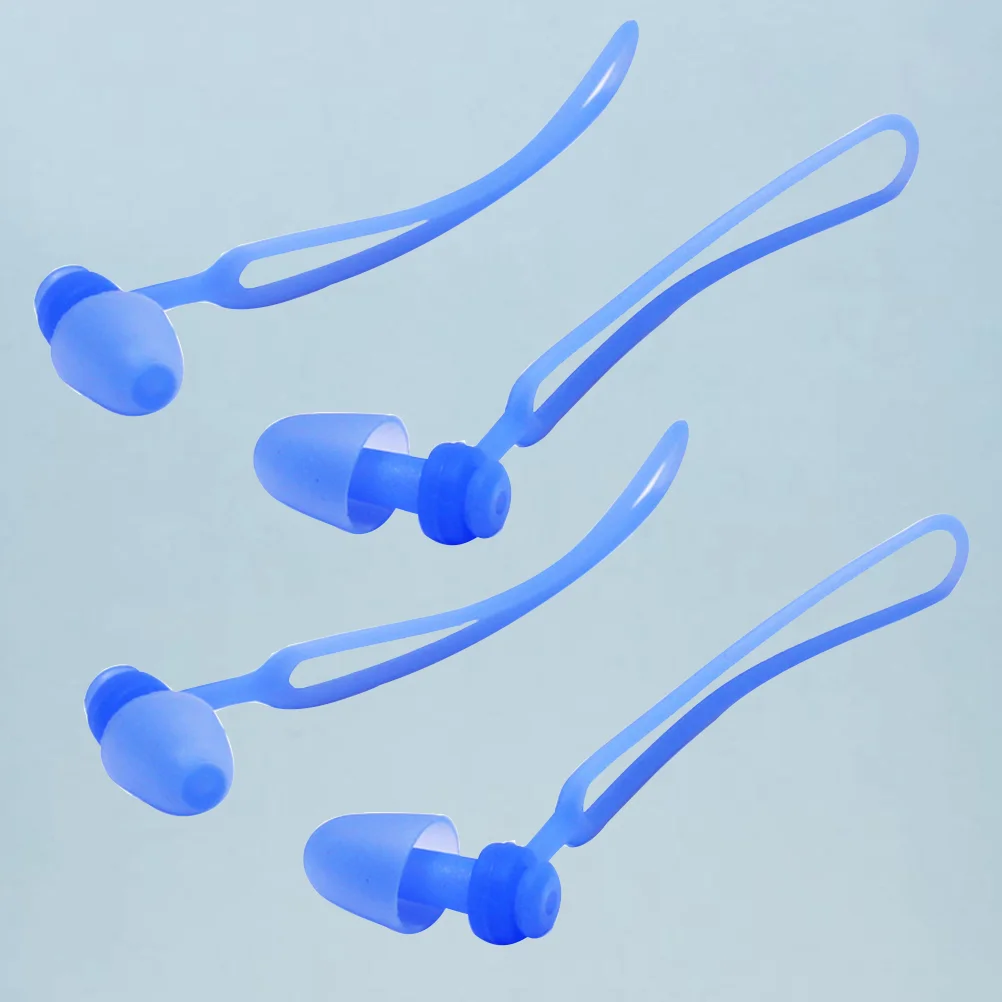 

2 Pair of Silicone Swimming Ear Plugs Ergonomic Underwater Waterproof Diving Earplugs with Hanging Rope for Adults Children