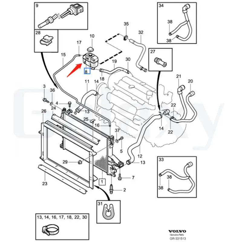 GALAXY 30760100 30741973 для Volvo XC90 V70 S80 S60 восстановление охлаждающей жидкости двигателя