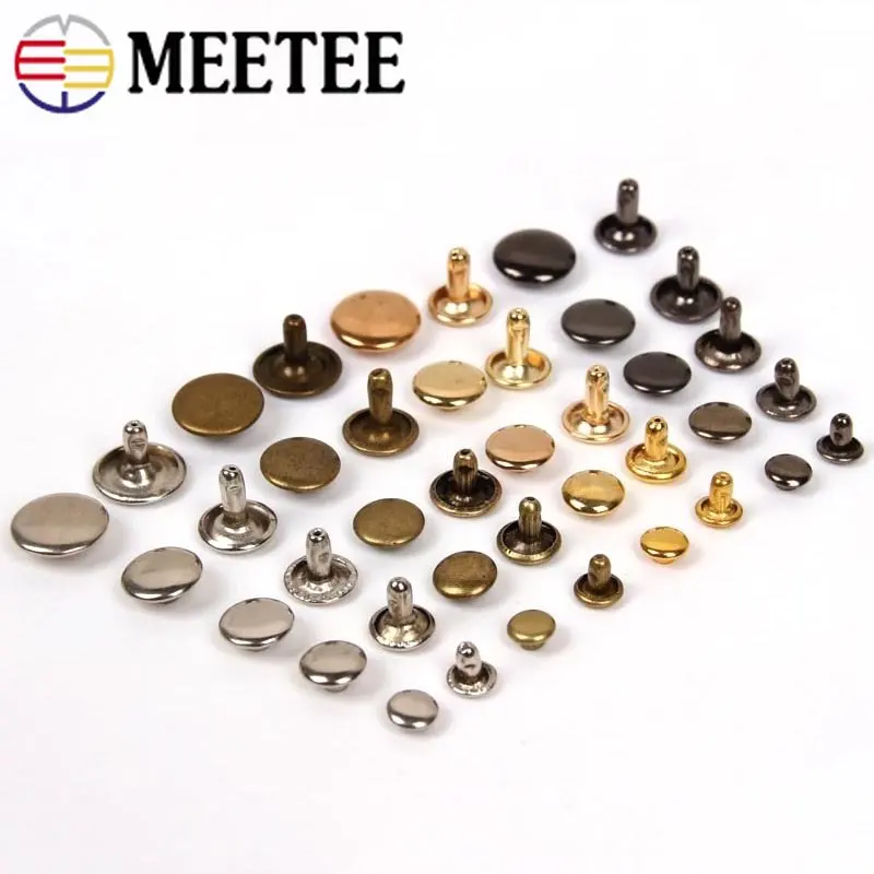 

100Sets Metal Double Cap Rivets Stud Decorative Round Nail Bag Clothes Leathercraft Press Snap Button DIY Sewing Accessories