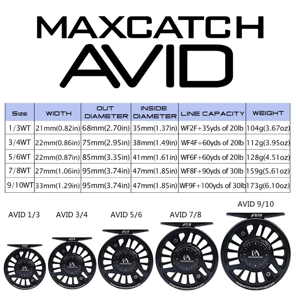 Фото Maximumcatch AVID катушка для ловли нахлыстом 1/3/4/5/6/7/8WT, обработанная на станке с ЧПУ, микрорегулирующее сопротивление, большая оправка, форель, окунь, нахлыстовая катушка №2
