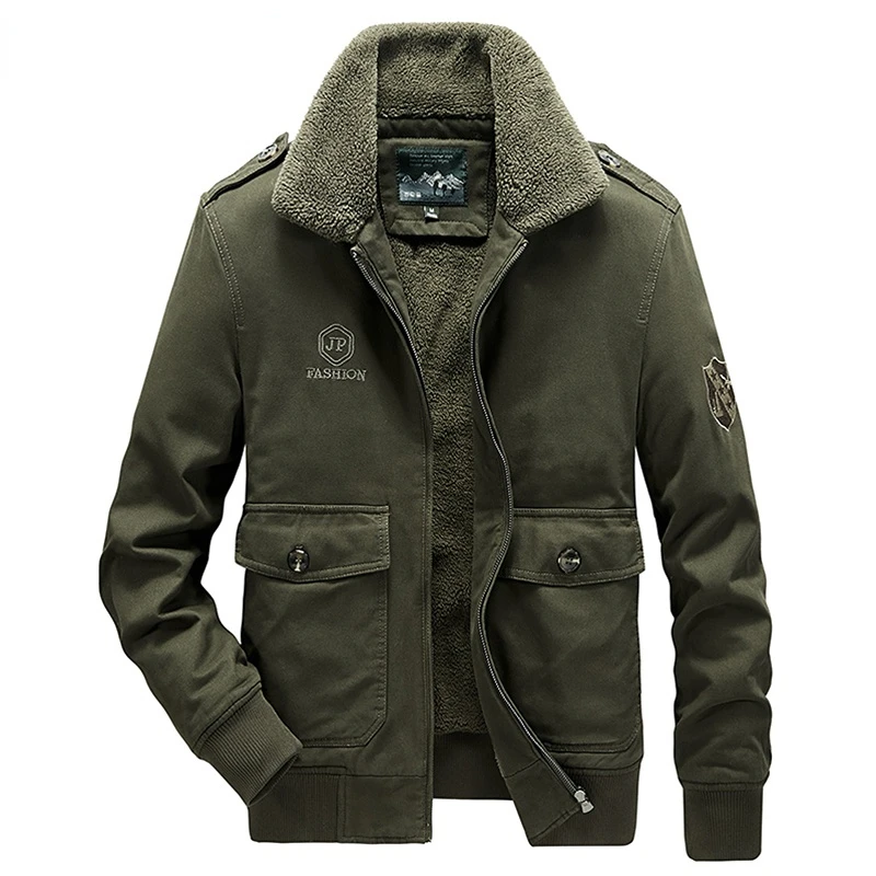 

Bomber Jacket Parka Coat Men Winter Warm Thick Fleece Fur Collar Military Coat Men Brand Army Tactics Jacket Men 6XL