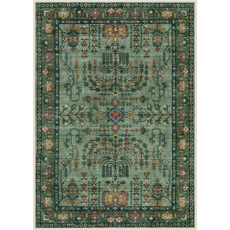 

Черный винтажный ковёр с цветочным принтом для дома