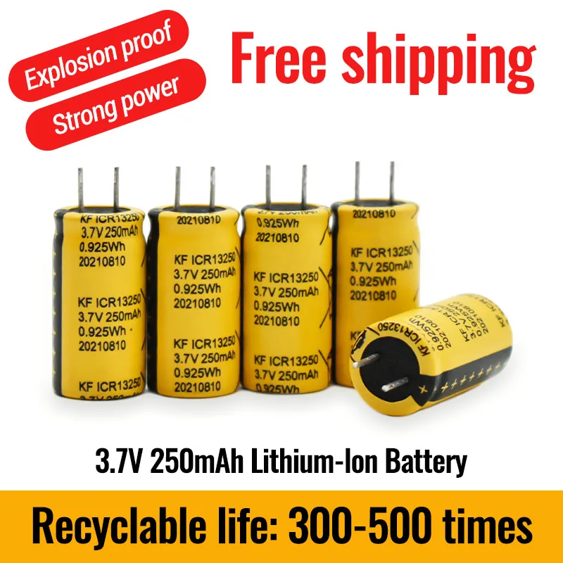 

2022 new small cylinder 13250 capacitor battery 3.7V 250mAh recorder battery toy battery