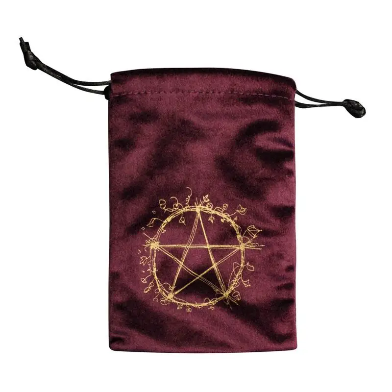 

Velvet Pentagram Tarot Storage Bag Board Game Cards Embroidery Drawstring Package Witchcraft Supplies New Altar Tarot Box