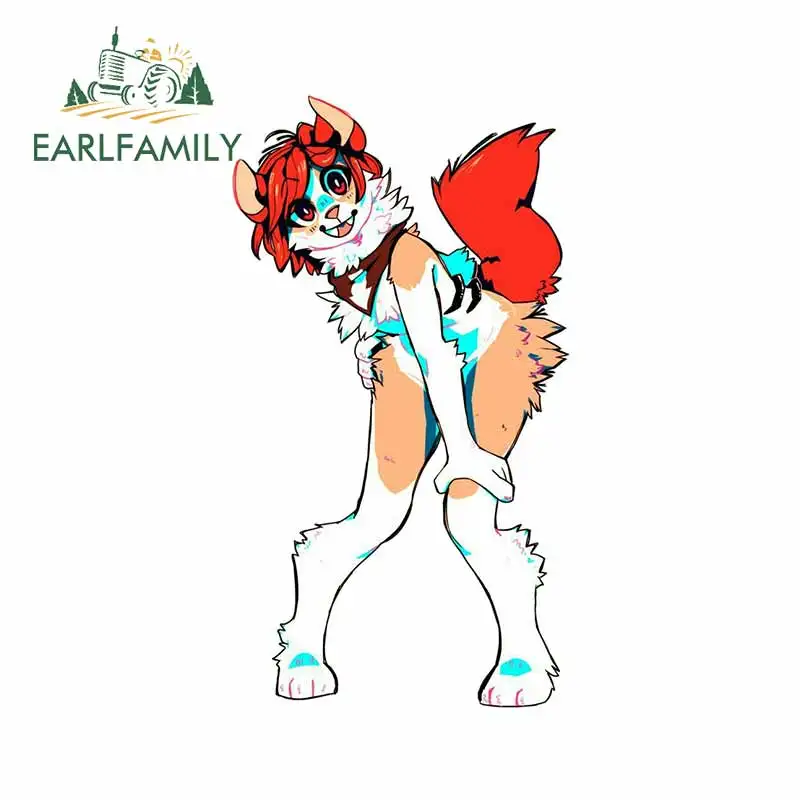 

EARLFAMILY 13 см x 7,3 см для оранжевого, красного, лисицы, собаки, пушистые автомобильные наклейки и наклейки, модная наклейка с окклюзией, царапинами, украшение с индивидуальным принтом