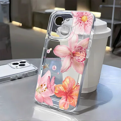 Прозрачный чехол для телефона iPhone 16 15 Pro Max 16E 14 13 12 Mini 11 XS MAX X XR 7 8 Plus SE 2022, чехол для телефона с летними цветами