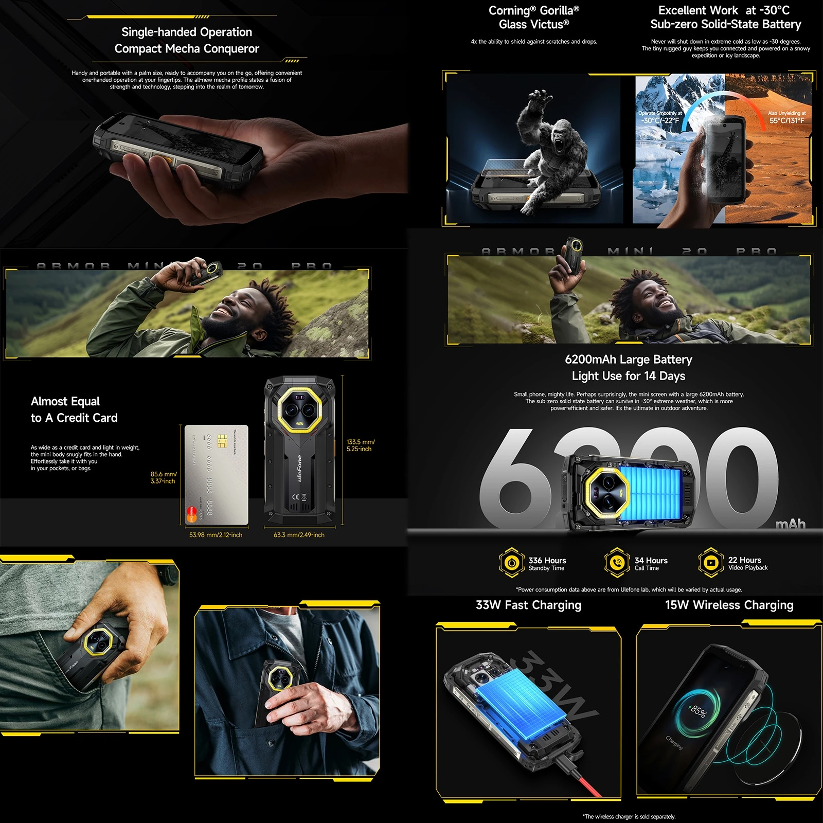Ulefone Armor Mini 20 Pro 5G прочный смартфон 4.7&quot 64MP ночная камера 8GB+256GB 6200mAh аккумулятор Android