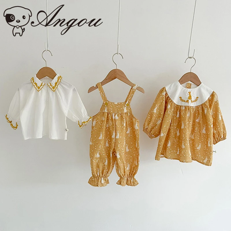

Angou Spring Countryside Style Baby Sister Clothes Embroidered Baby Long Sleeves Toddler Casual Lace Romper Girl Sweet Jumpsuit
