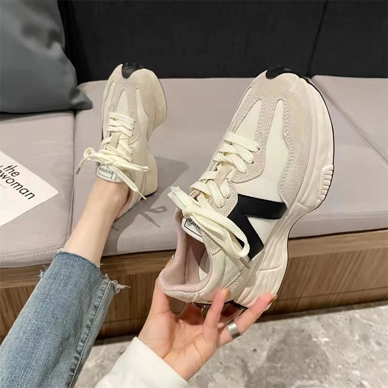 

Luxury Women Shoes Outdoor Fashion Boots Real Leather Casual Sneakershunky Sneakers Female Vulcanize