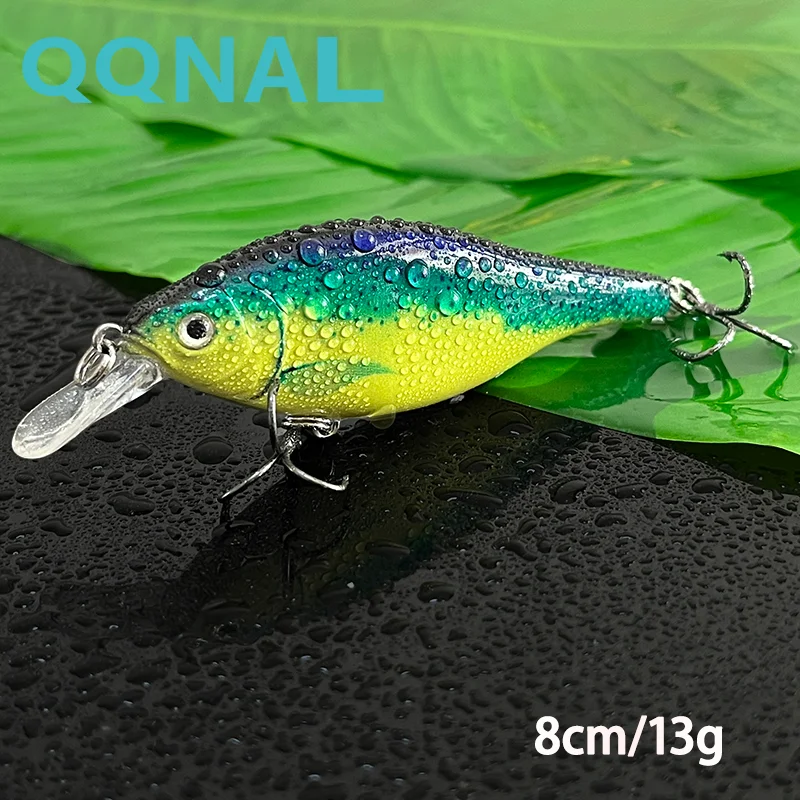 

QQNAL 4Pcs 8cm/13g New Little Fat Man Plastic Wobbler Sinking Lures 3D Eyes Rattles Small Jerkbait For Pike hardLures